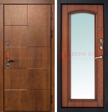 Белая филенчатая дверь с фрезерованной МДФ и зеркалом ДЗ-81 в Можайске