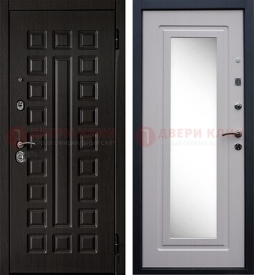 Металлическая дверь с белыми МДФ и зеркалом ДЗ-83 в Хотьково