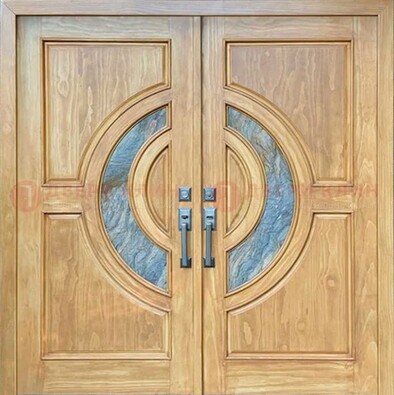 Двухстворчатая металлическая дверь с витражом ВЖ-11 в Хотьково